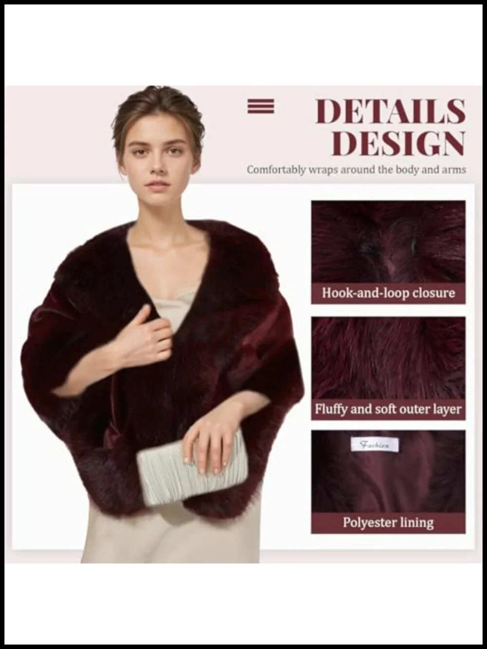 Faux Fur Wrap Cape Shawl Winter Warm Luxury Cloak Party Evening Formal Coat